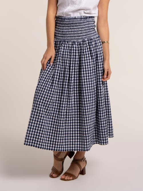 Brakeburn Teresa Gingham Midi Skirt in Navy at Nordstrom, Size 14