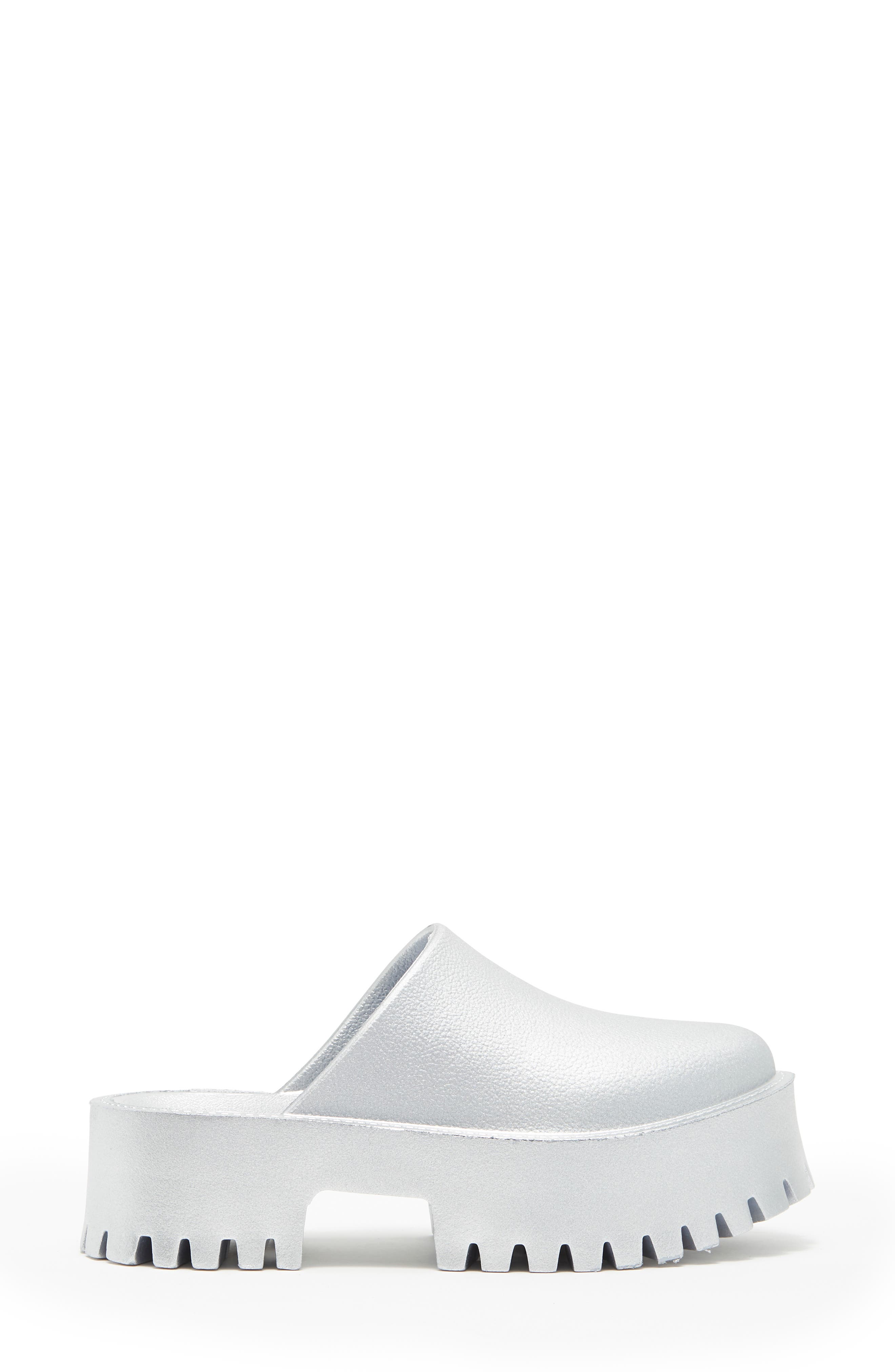 Lugged Platform Clog, Alternate, color, SILVER