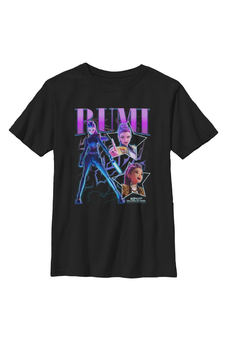 Boy's KPop Demon Hunters Rumi Super Star Logo  Graphic T-Shirt, Main, color, Black