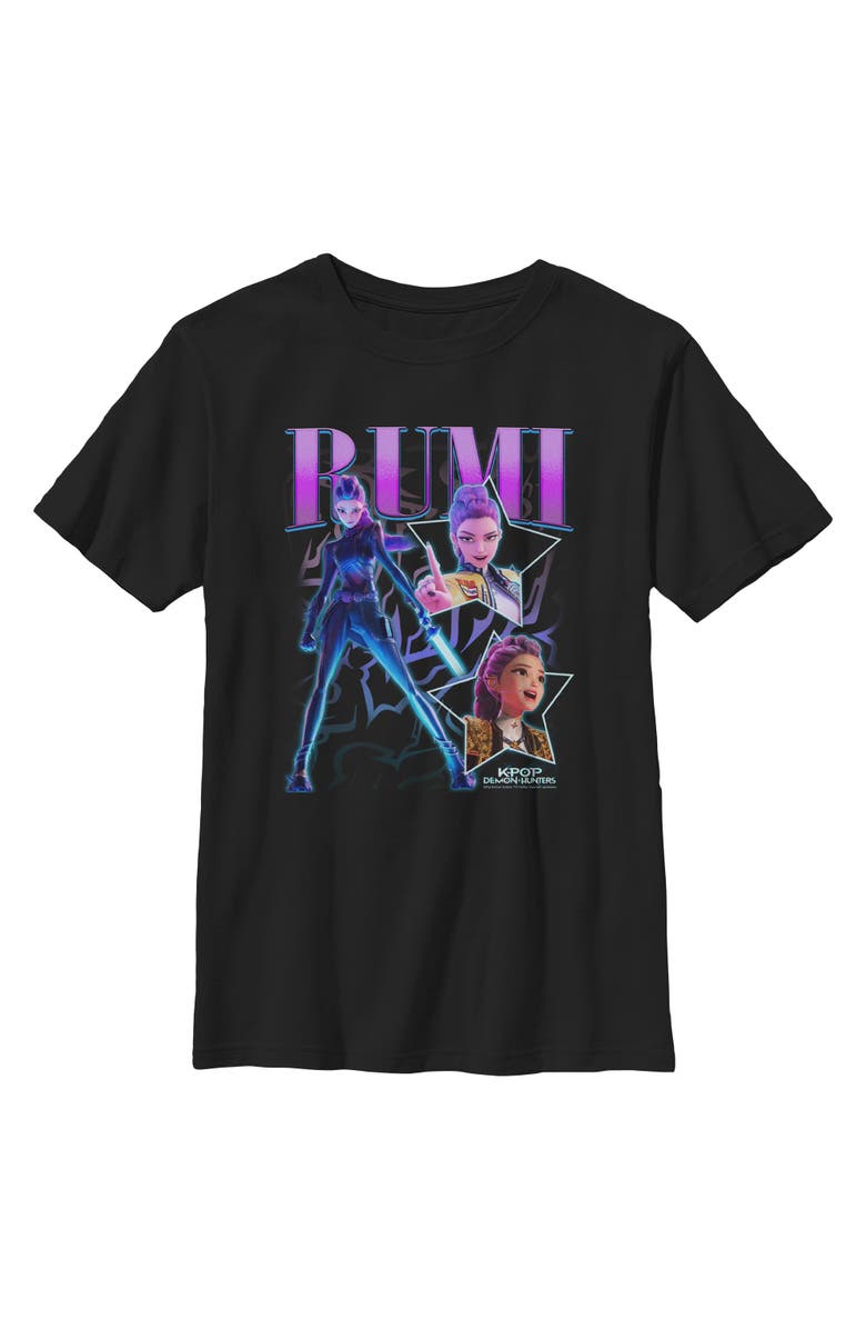 KPop Demon Hunters Boy's KPop Demon Hunters Rumi Super Star Logo Graphic T-Shirt, Main, color, Black