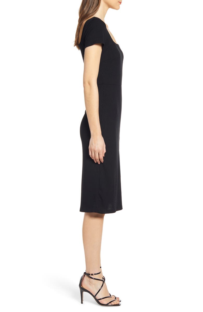 All in Favor Ribbed Square Neck Dress, Alternate, color, 