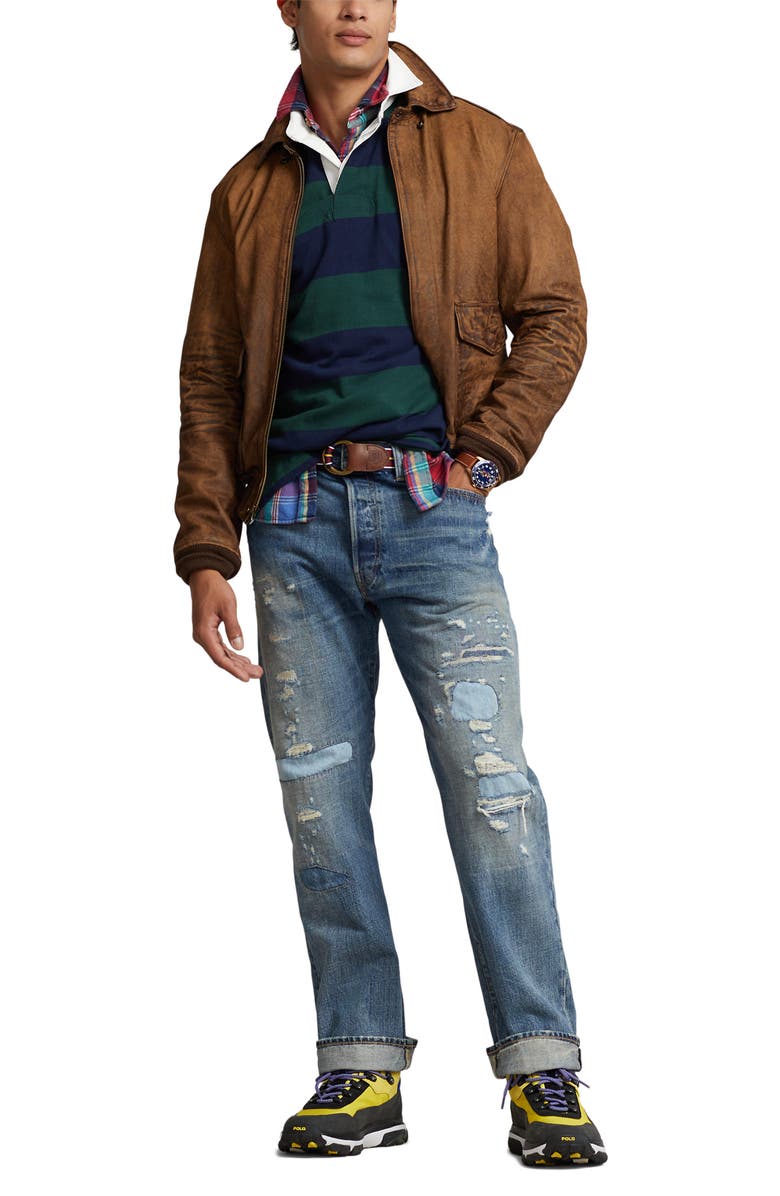 Polo Ralph Lauren Leather A2 Bomber Jacket, Alternate, color,