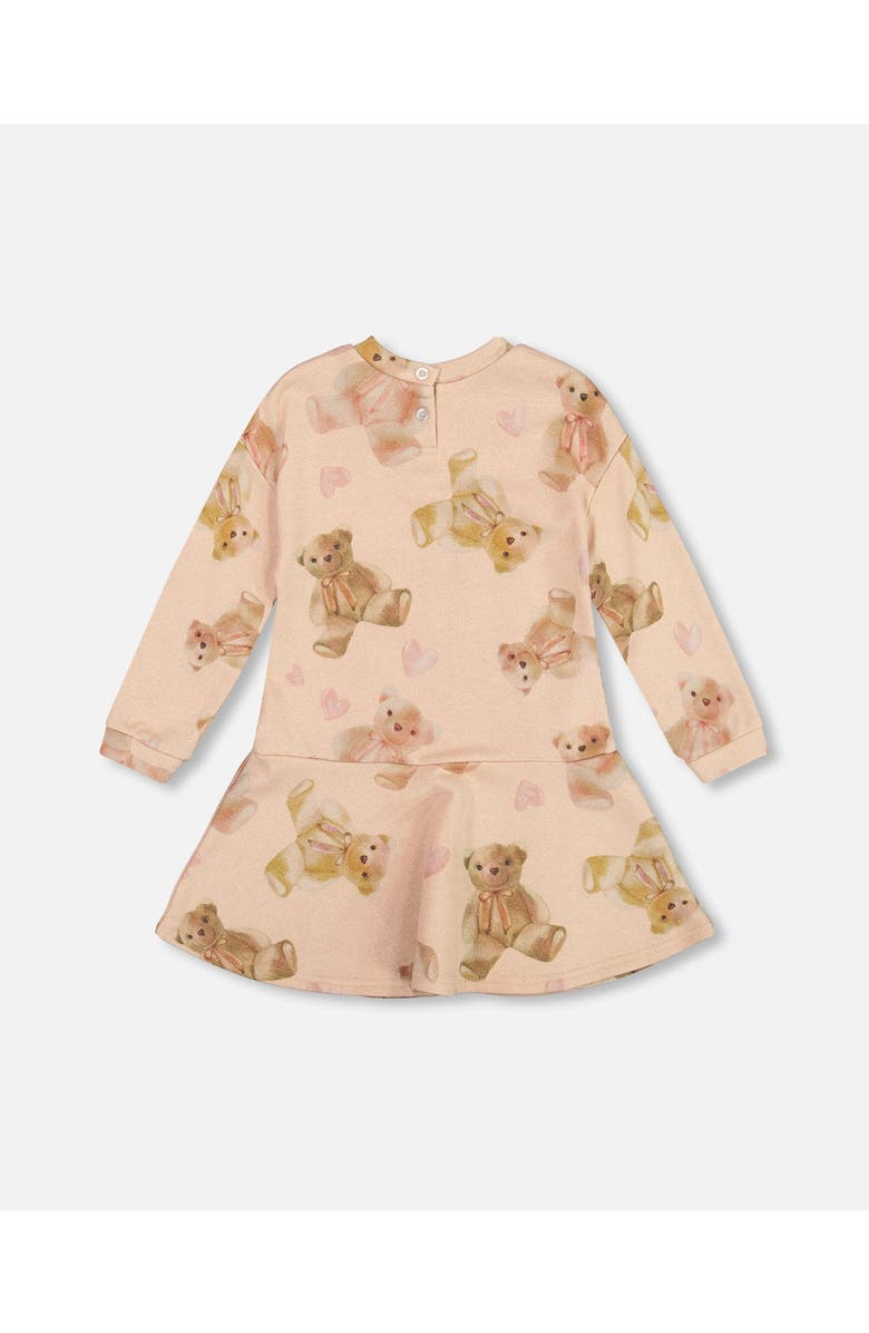 Deux par Deux Glittering French Terry Dress Teddy Bear, Alternate, color, Beige