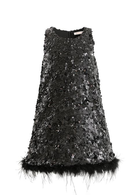 Sequin Feather-Hem Dress (Toddler, Little Kid & Big Kid)