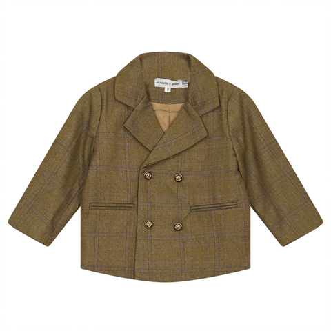 Double Breasted Woven Plaid Jacket
