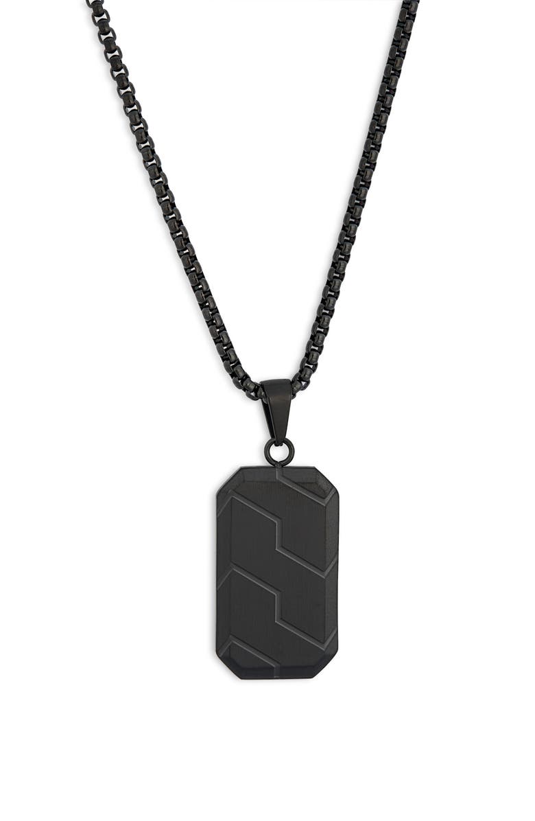 NORDSTROM RACK Men's Textured Dog Tag Necklace, Alternate, color, Black- Stainless