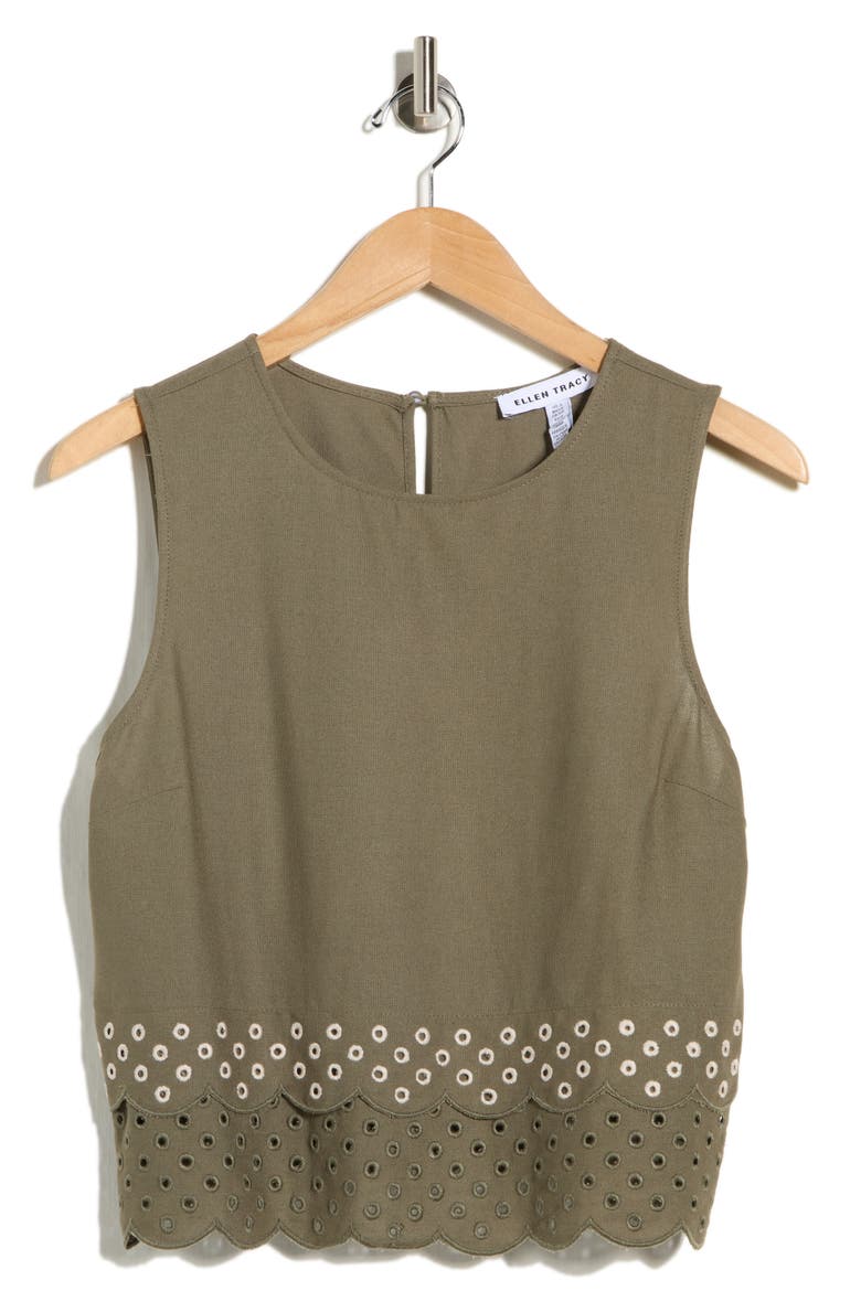 Eyelet Scallop Shell, Alternate, color, LIGHT OLIVE