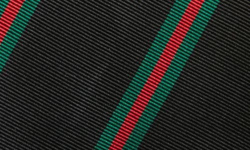 Drake's Sandwich Stripe Silk & Cotton Mogador Tie In Black Green Red