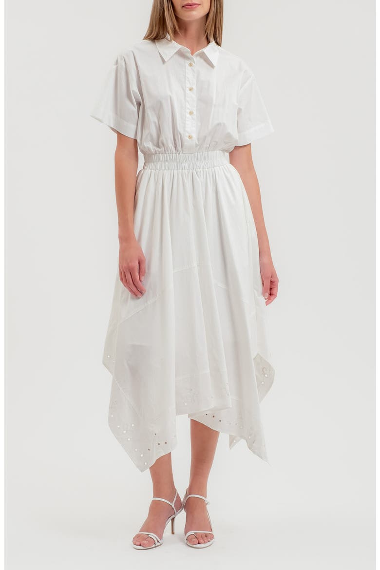 Handkerchief Hem Shirtdress, Main, color, WHITE