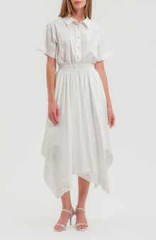 ZOE AND CLAIRE Handkerchief Hem Shirtdress