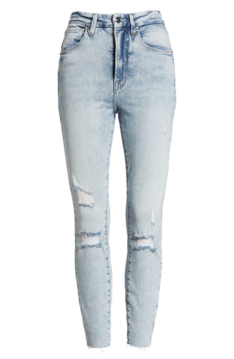 Good American Good Waist Ripped Crop Skinny Jeans, Alternate, color, 