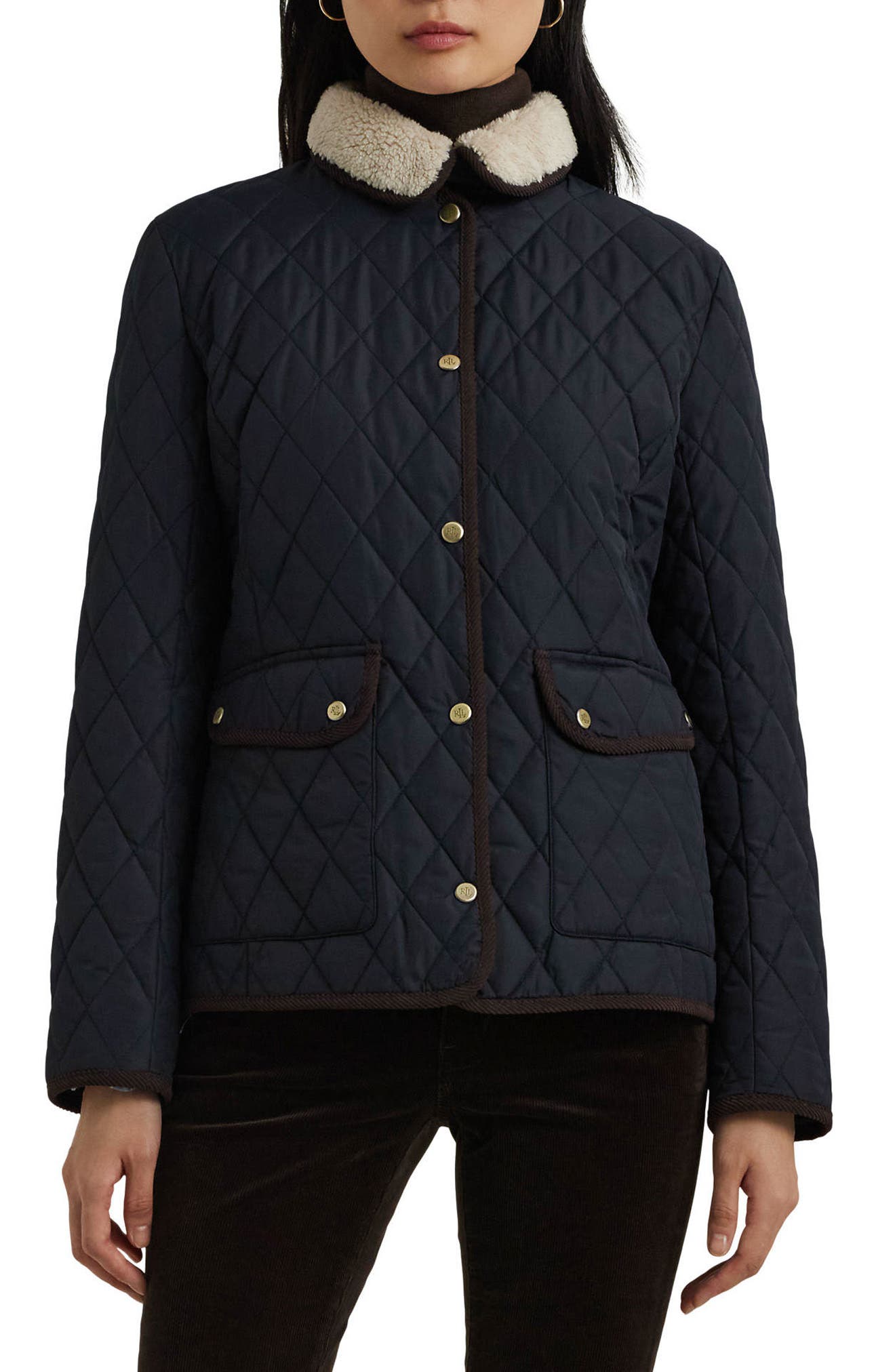Quilted Faux Shearling Collar Jacket (Women) | Nordstrom