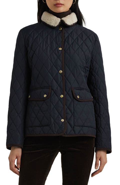 Quilted Faux Shearling Collar Jacket