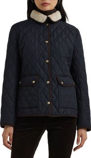 Lauren Ralph Lauren Quilted Faux Shearling Collar Jacket
