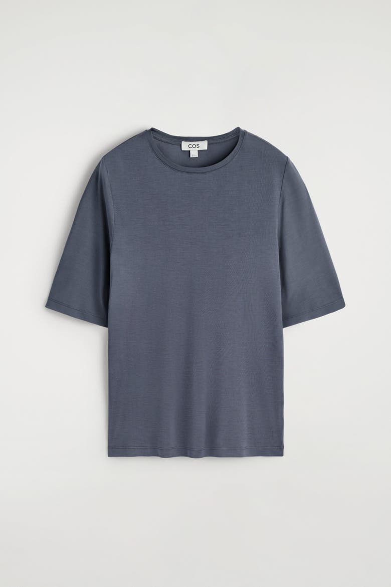 Fluid Silk T-shirt, Alternate, color, STEEL BLUE