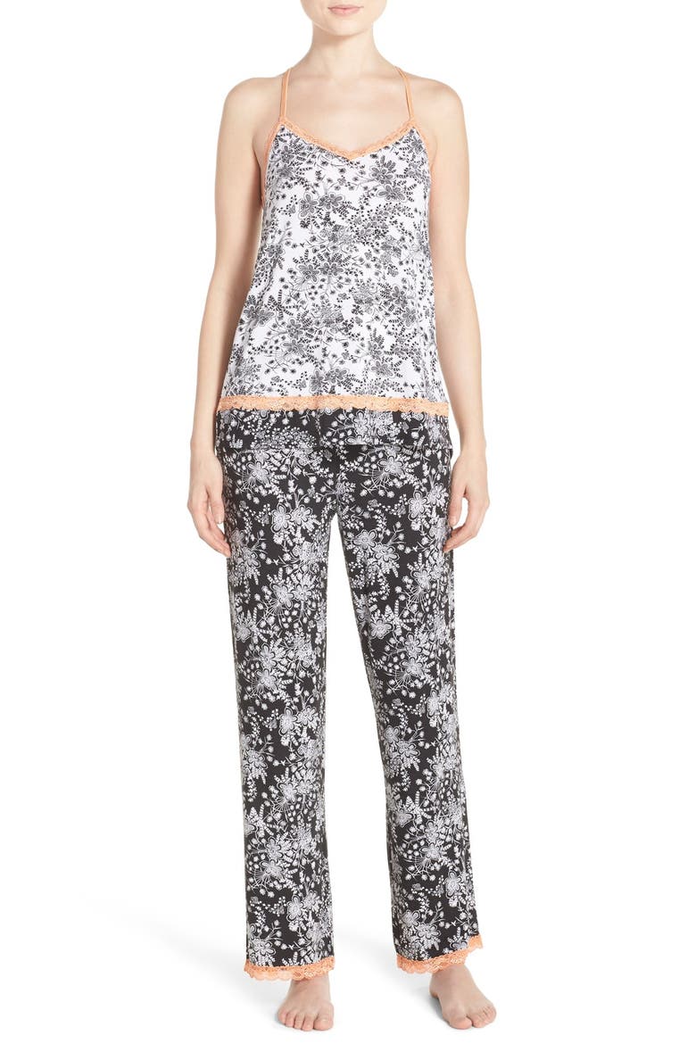 Print Jersey Pajamas, Main, color, BLACK