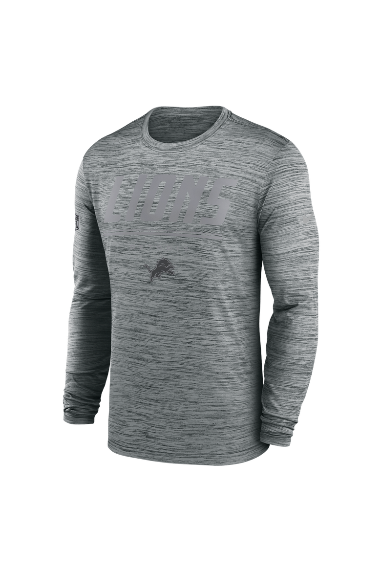 Men's Nike Gray Detroit Lions Sideline Offensive Transition Velocity Dri-FIT Long Sleeve T-Shirt, Alternate, color, Gray
