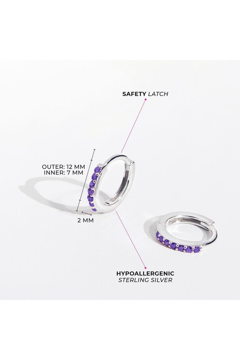 Multi Cubic Zirconia Hoop Earrings, Alternate, color, Purple
