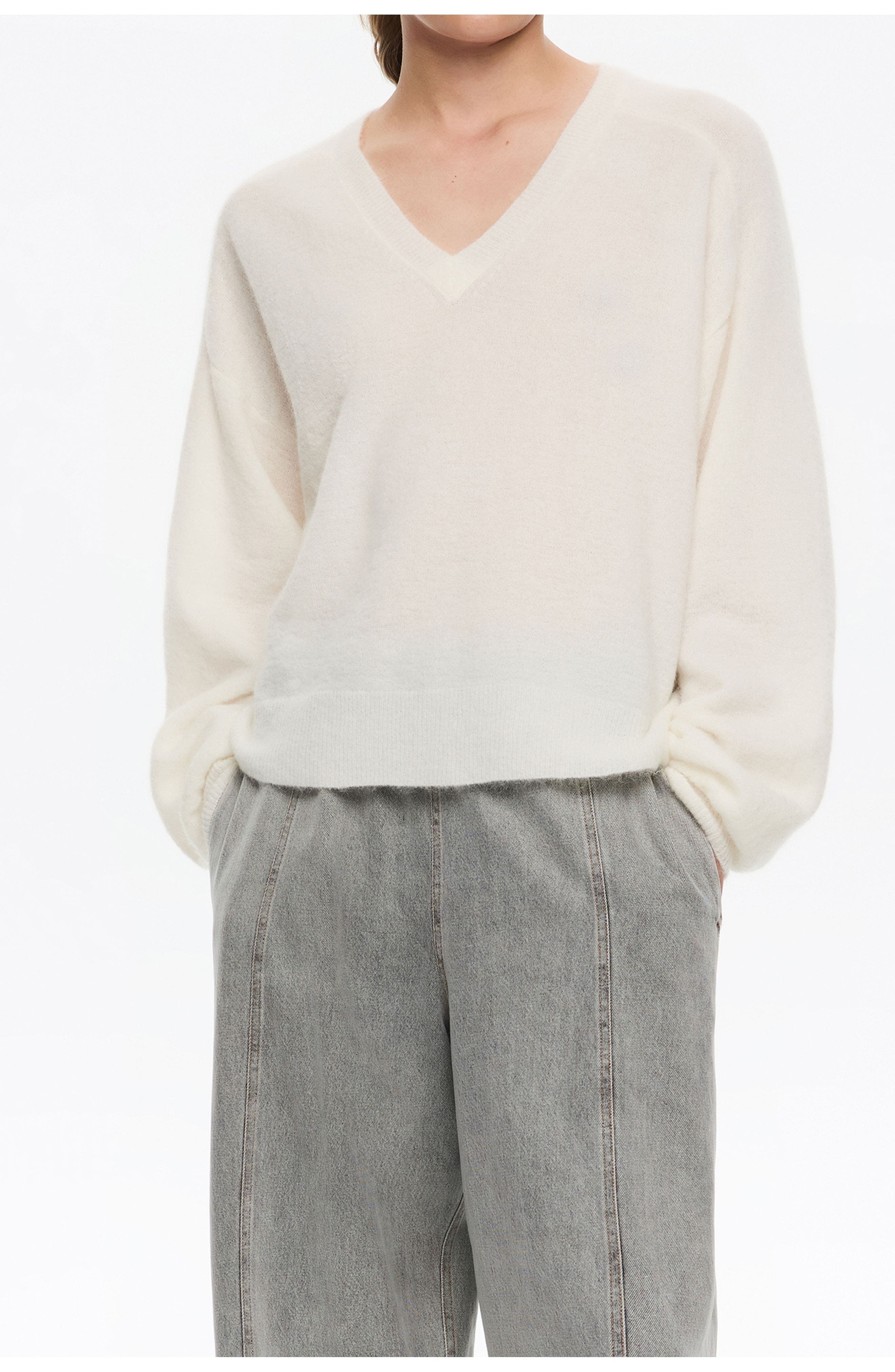 Mohair V-Neck Sweater - image 3