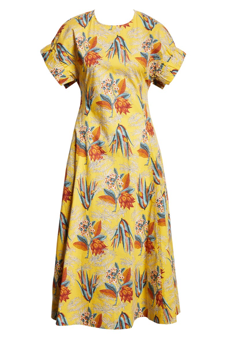 Devon Floral Cotton Midi Dress, Alternate, color, MARIGOLD