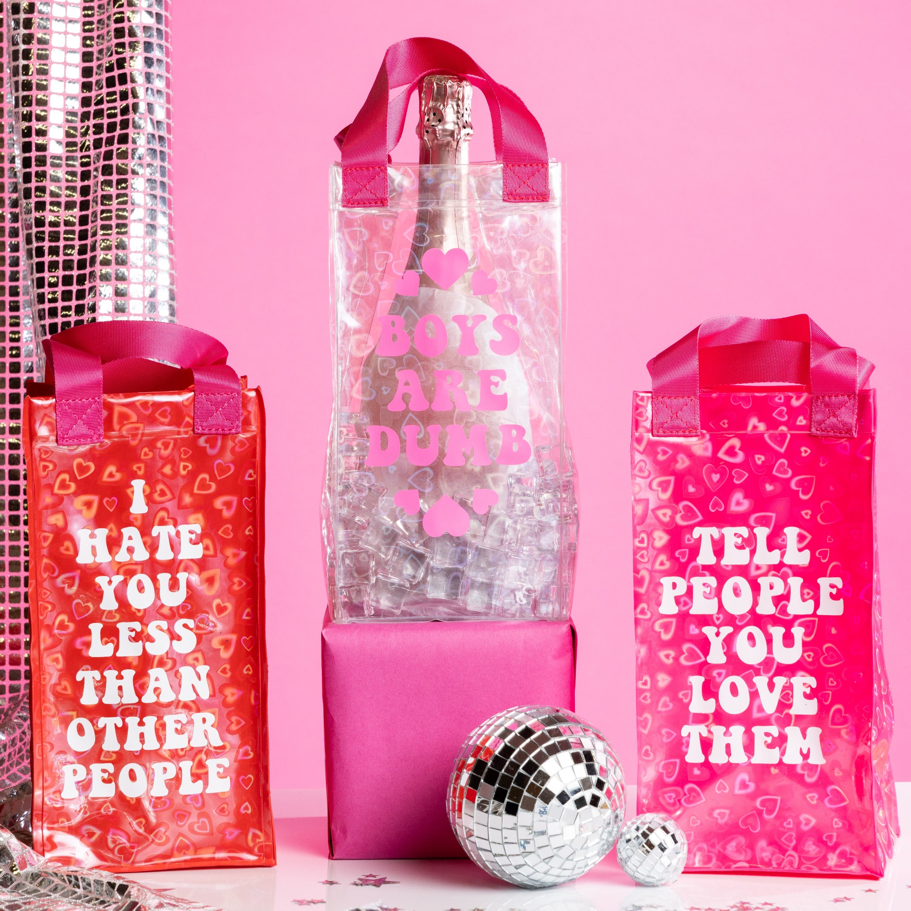 I Hate You Less Wine Bag Plastic Red, Alternate, color, Red