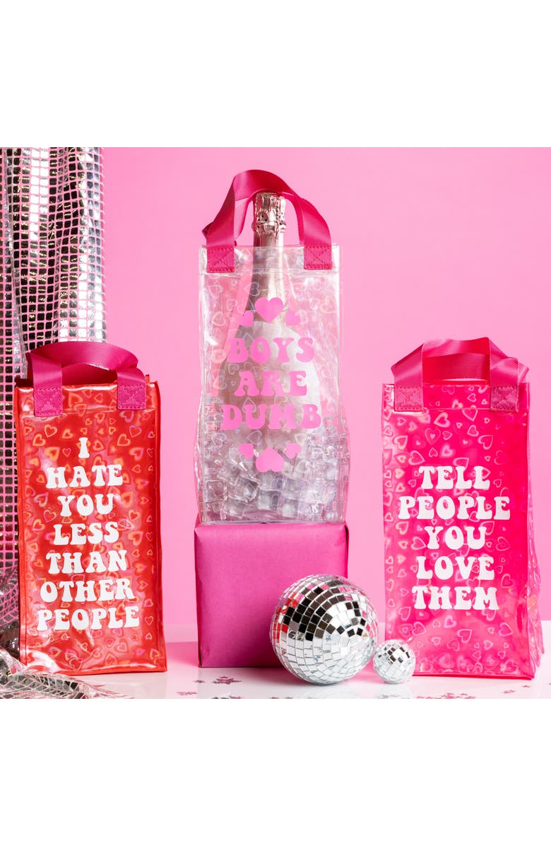 Totalee Gift Tell People You Love Them Wine Bag Plastic Pink, Alternate, color, Pink