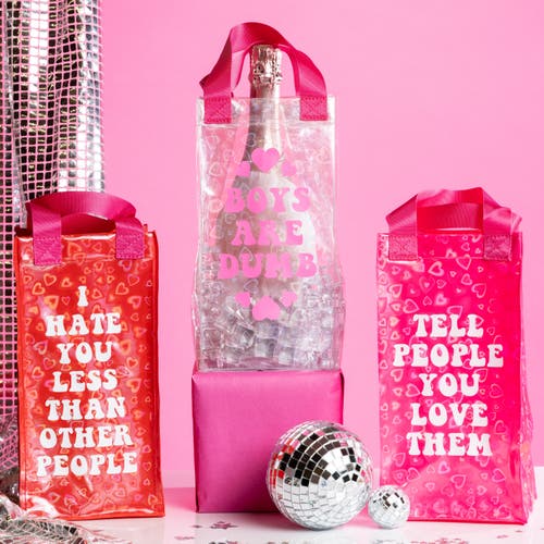 Totalee Gift Tell People You Love Them Wine Bag Plastic Pink In Pink
