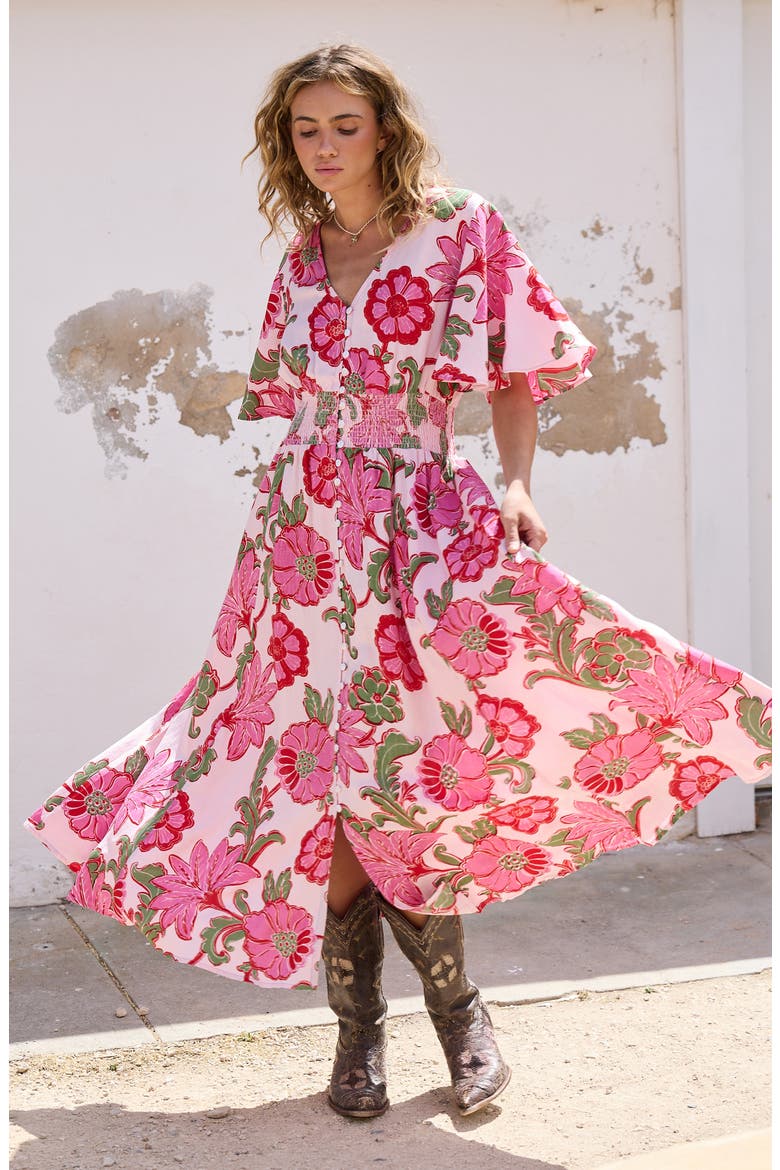 Harlow Smocked Waist Maxi Dress, Alternate, color, PINK IBIZA
