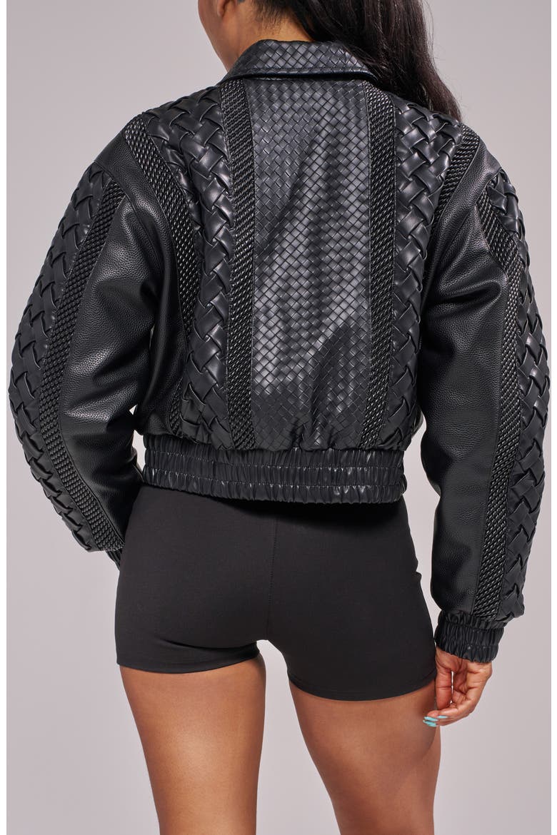 Alonso Leather Bomber Jacket, Alternate, color, BLACK