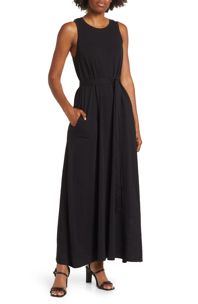 Caslon<sup>®</sup> Sleeveless Organic Cotton Knit Maxi Dress, Main, color,