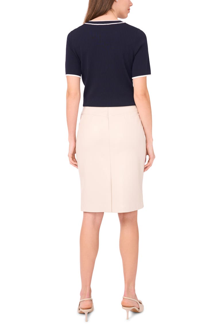 Waistband Seam Detail Faux Leather Midi Skirt, Alternate, color, MOONBEAM