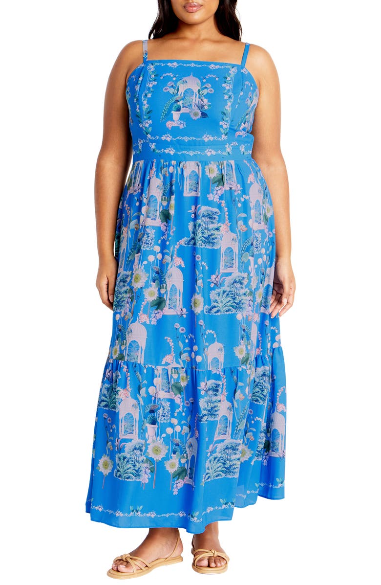City Chic Molly Midi Sundress, Main, color, Avery Blue