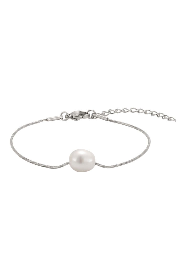 Freshwater Pearl Snake Chain Bracelet, Alternate, color, WHITE/ SILVER