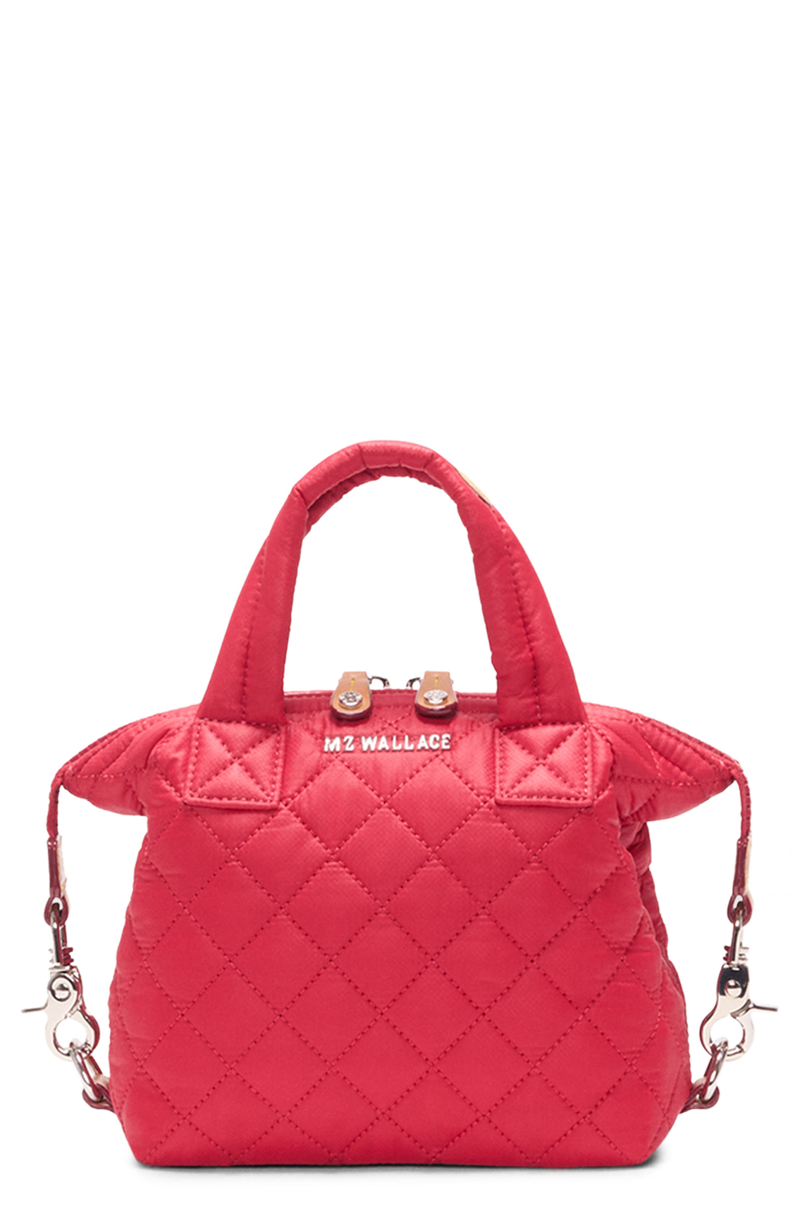 MZ Wallace Micro Sutton Quilted Nylon Top Handle Bag, Main, color, Apple