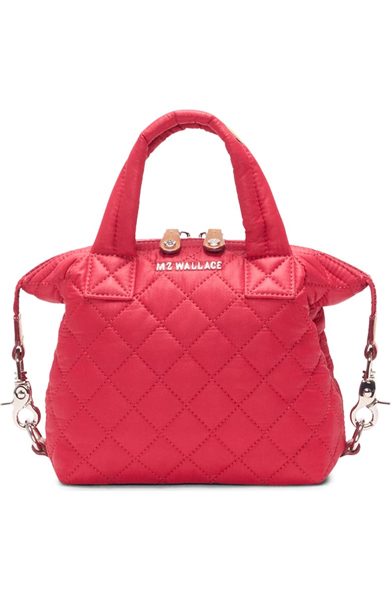 MZ Wallace Micro Sutton Quilted Nylon Top Handle Bag, Main, color, Apple