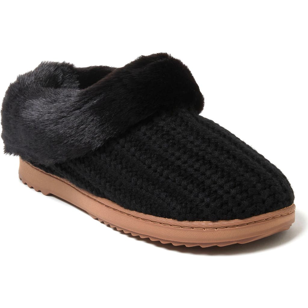 Dearfoams Hannah Festive Knit Clog Slipper In Black Solid