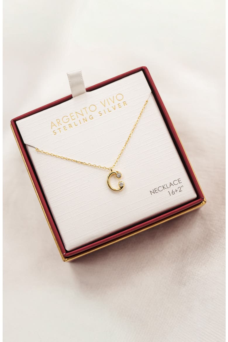 Cubic Zirconia Bubble Initial Necklace, Alternate, color, GOLD C