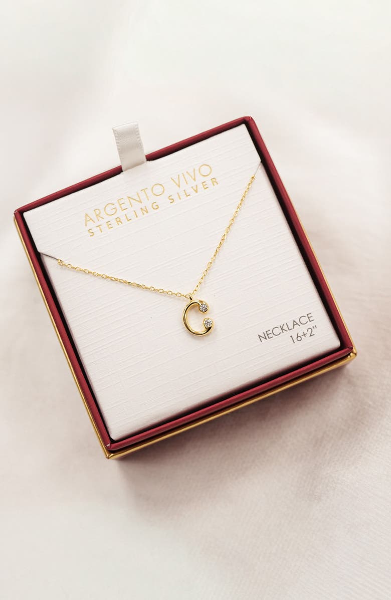 Argento Vivo Sterling Silver Cubic Zirconia Bubble Initial Necklace, Alternate, color, Gold C