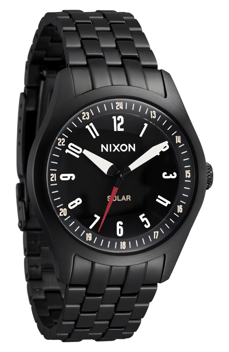 Nixon Echo Solar Automatic Bracelet Watch, 38mm, Main, color, Black / Black