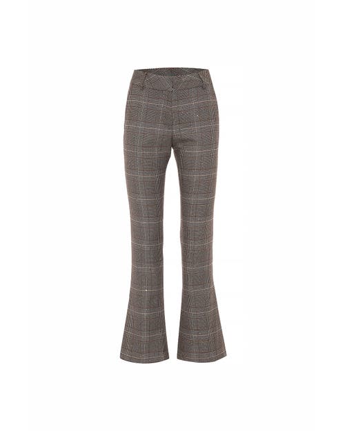 Theo The Label Eudora Cropped Sequined Prince Of Wales Pant In Gray