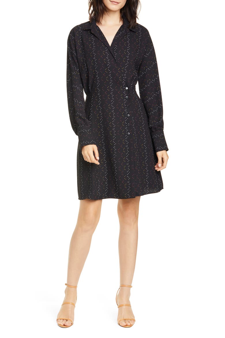 Harmon Long Sleeve Shirtdress, Main, color, TRUE BLACK MULTI