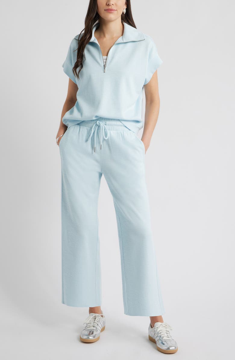 Caslon<sup>®</sup> Short Sleeve Quarter Zip Sweatshirt, Alternate, color, Blue Delicate