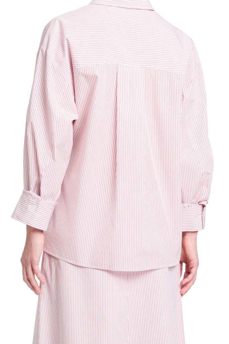 Newest Earl Stripe Wrap Front Cotton Button-Up Shirt, Alternate, color, WHITE / RED