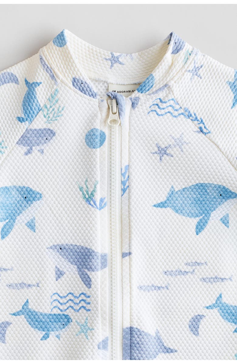H&M Upf 50 Swimsuit, Alternate, color, White/Marine Life
