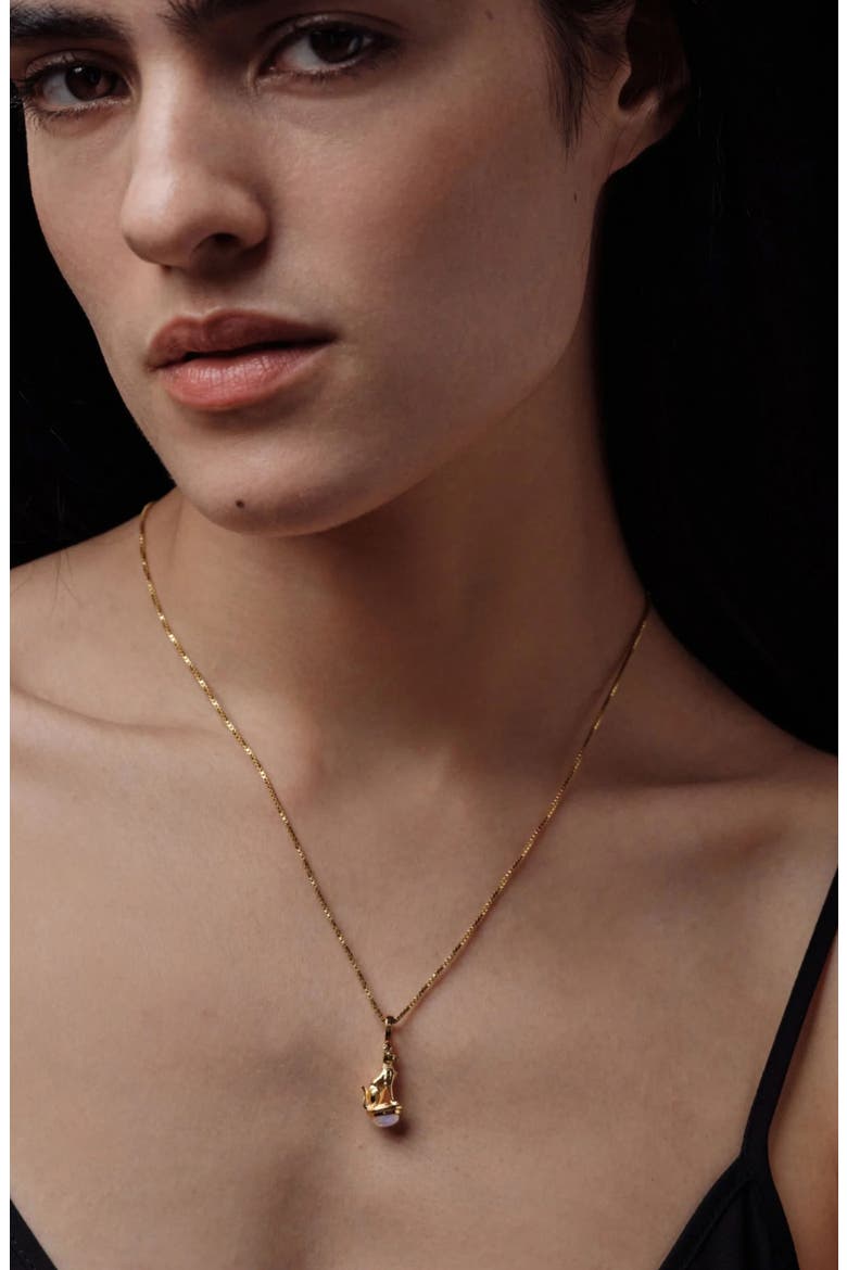 Sacred Cat Cabochon Necklace, Alternate, color, 14K GOLD VERMEIL