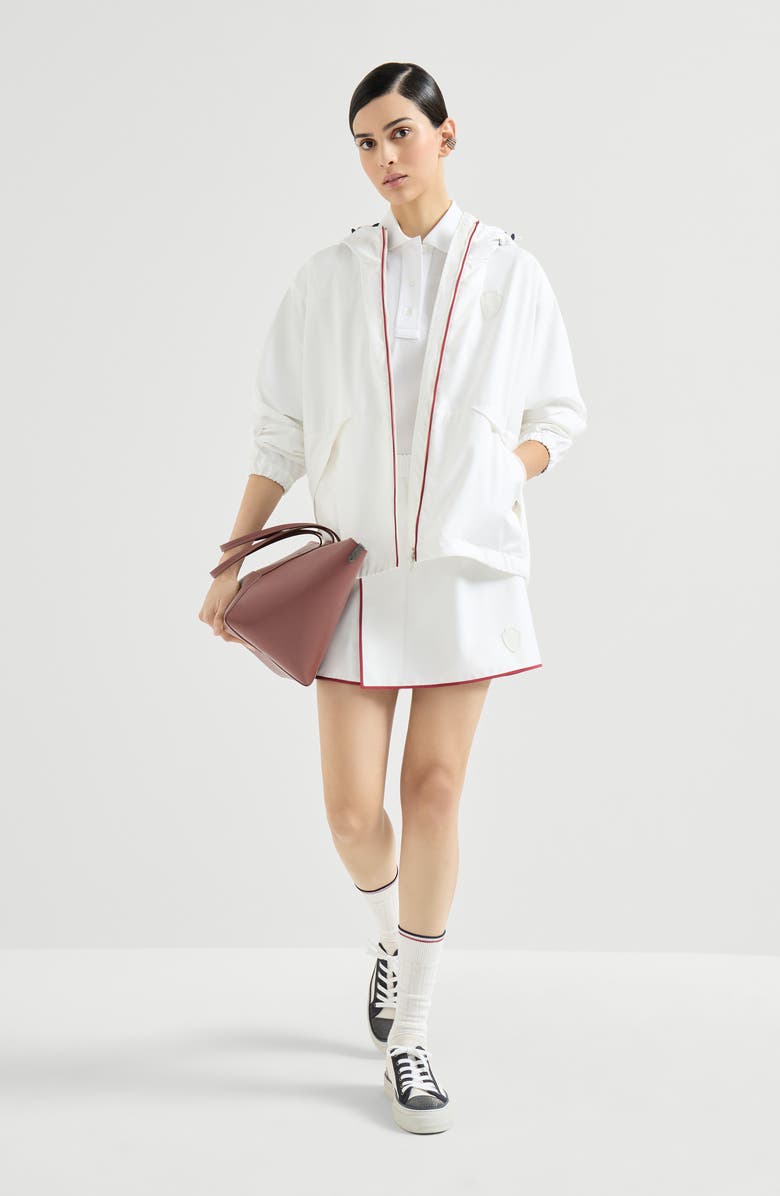 Brunello Cucinelli Hooded outerwear jacket with logo, Alternate, color, White