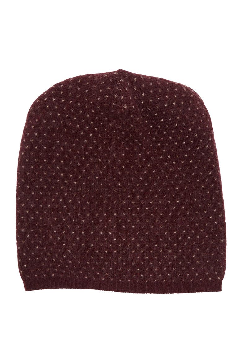 Slouchy Patterned Cashmere Beanie, Main, color, NEW WINE/NATURAL BROWN