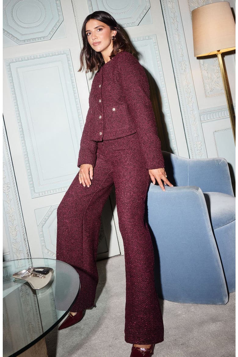 Boucle Crop Jacket, Alternate, color, RED