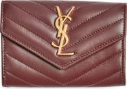 Saint Laurent Small Matelassé Leather Envelope Wallet