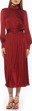 Alexia Admor Safiya Long Sleeve Belted Fit & Flare Dress